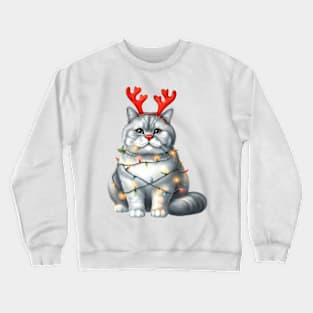 Christmas Red Nose Chartreux Cat Crewneck Sweatshirt